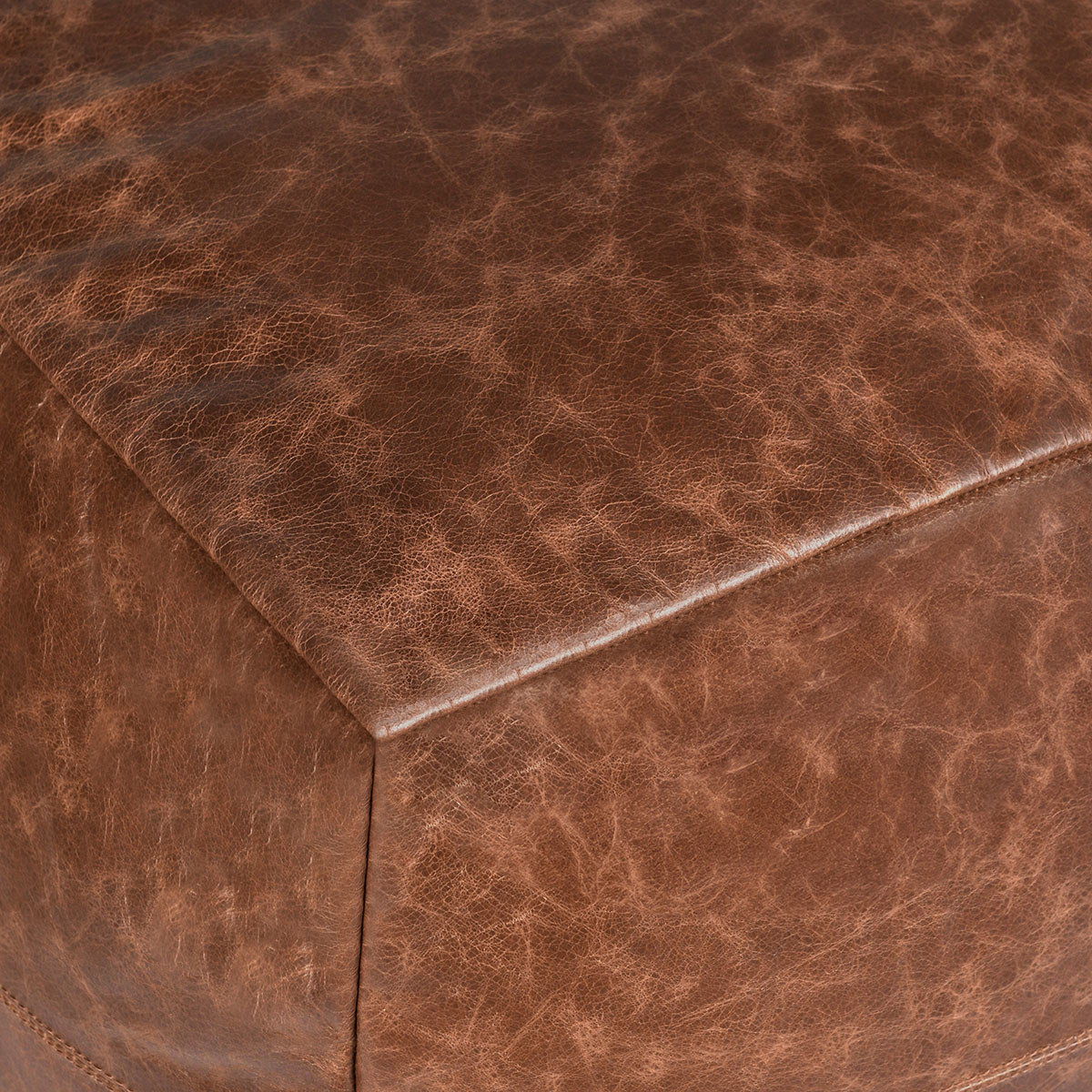 Poufs - Leather Kona Pouf - Brown