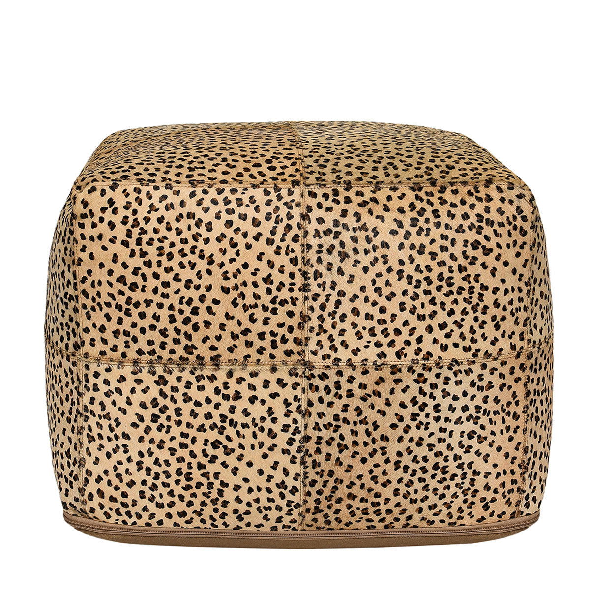 Poufs - Leopard Hide Pouf - Camel/ Black