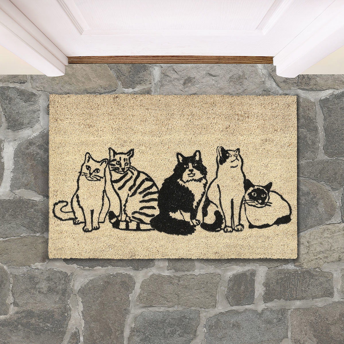 Doormats - Kitty Crew Doormat - Black/Sand