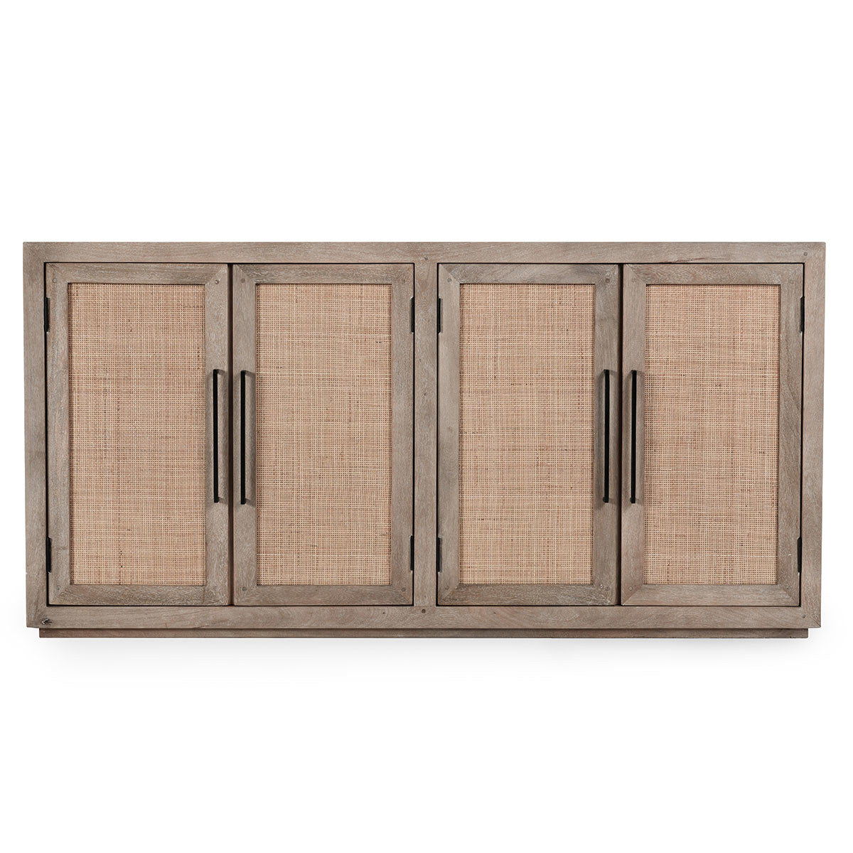 Jensen - Cane/Wood 4 Door Cabinet - Taupe