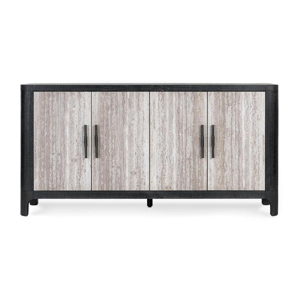 Alpine - Solid Wood 4 Drawers Cabinet - Antique Black / Gray