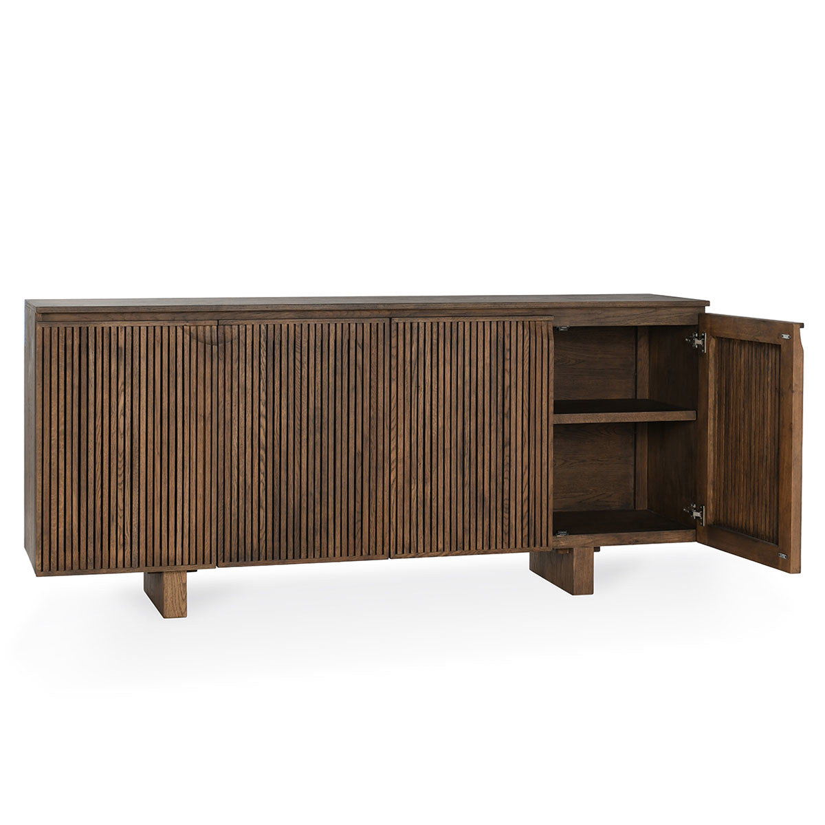 Roya - Reclaimed Oak Wood 4 Door Cabinet - Toasted Brown