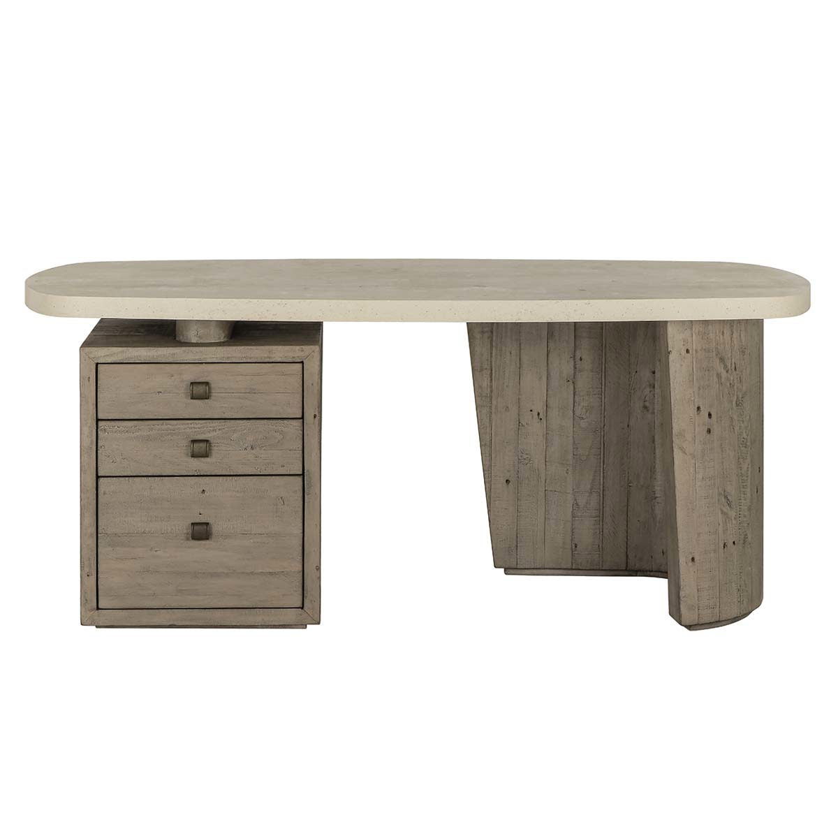 Angus - Solid Wood Desk - Distressed Gray/Antique White