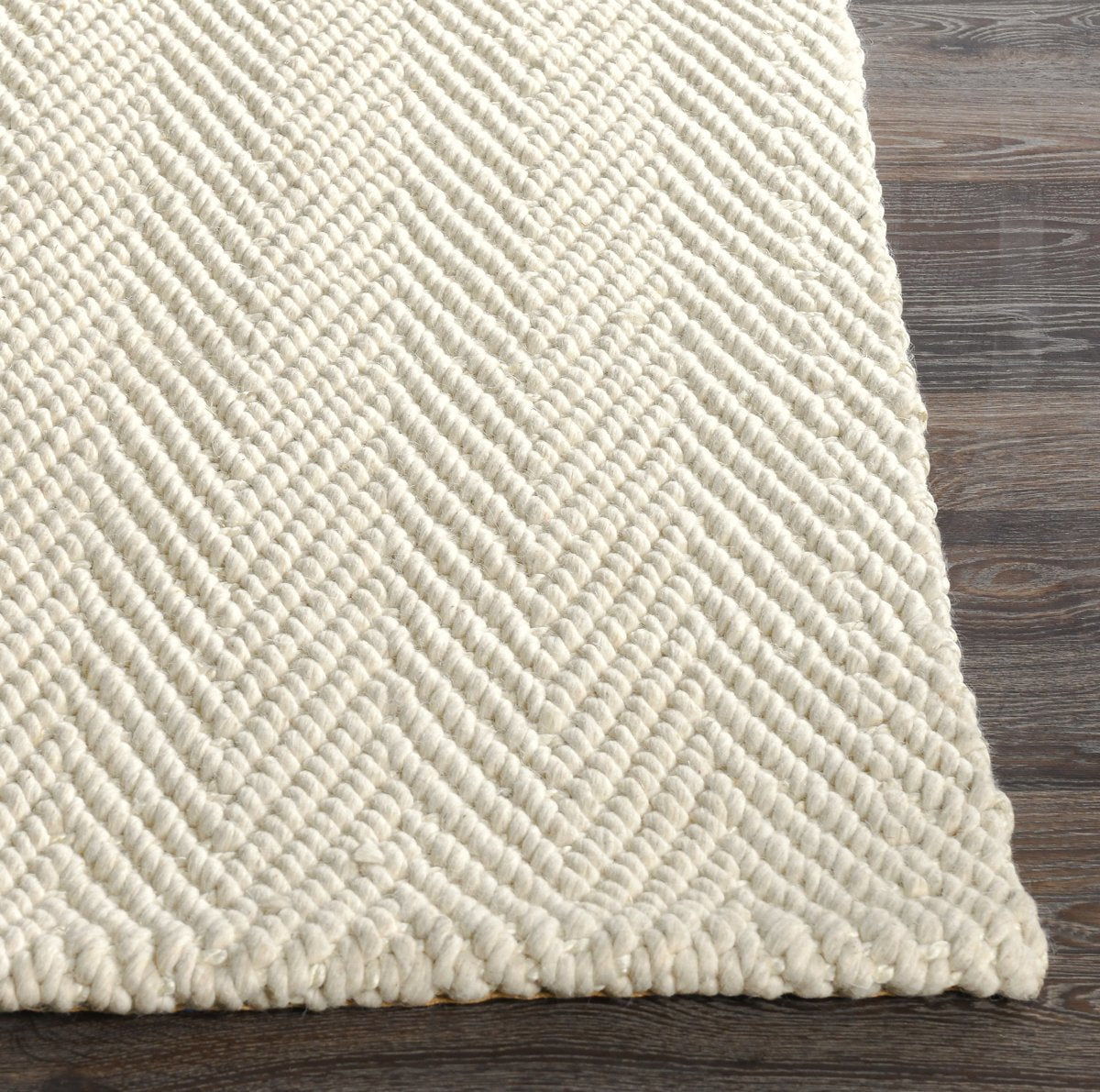 Herringbone - 1' x 1' Swatch Wool/Jute Rug - Ivory