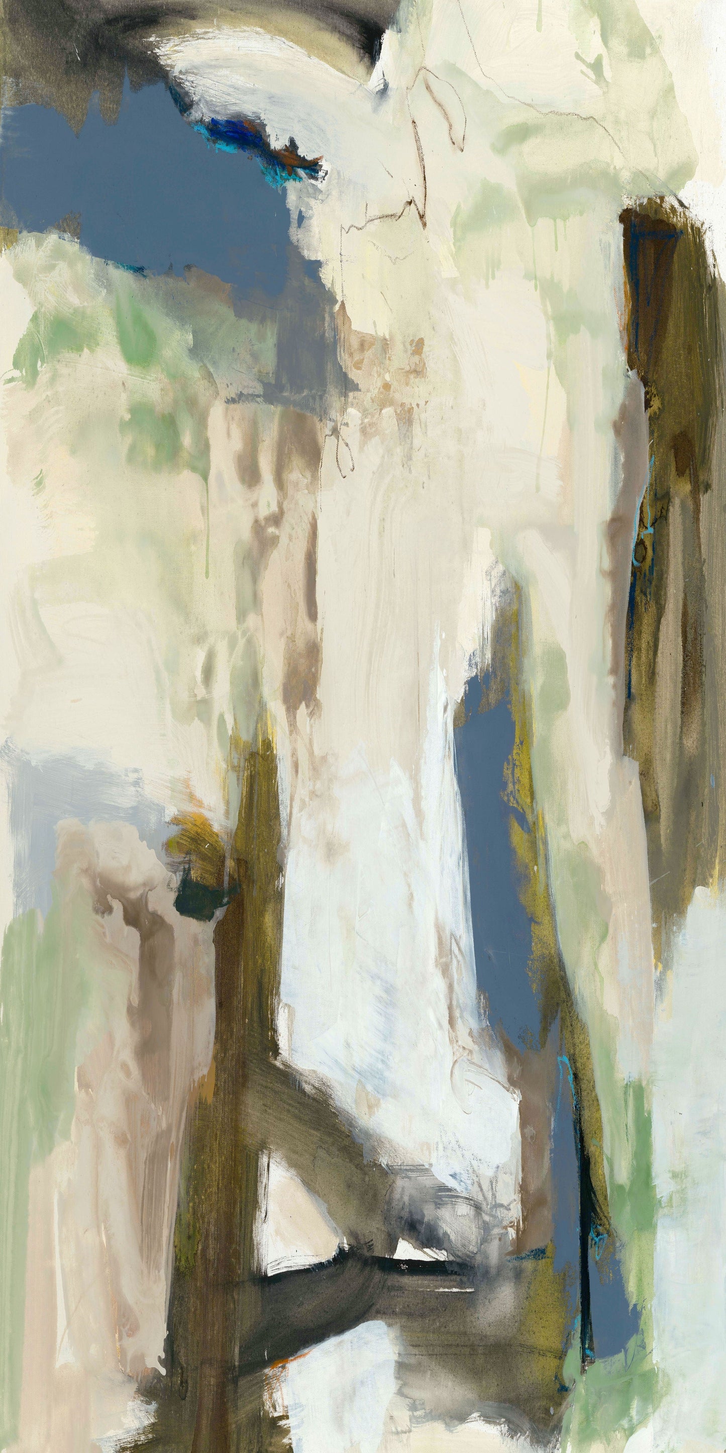 Verna - 36 x 72 Painting Art By Buddy Whitlock - Beige / Blue