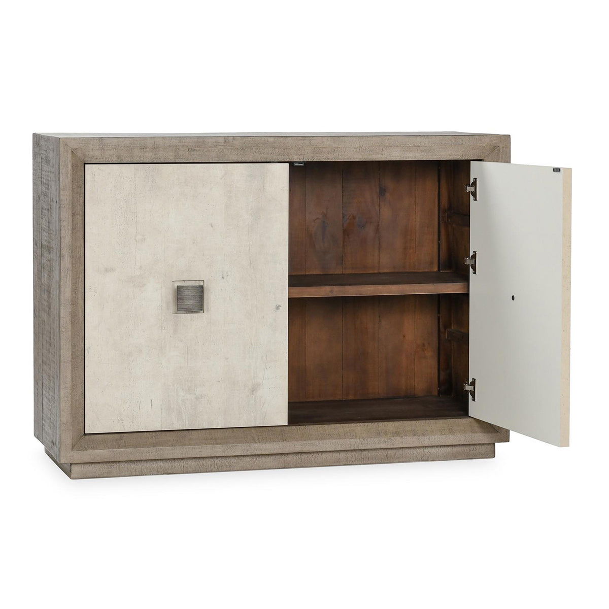 Denver - Reclaimed Pine 2 Door Cabinet - Distressed Gray/Weathered Chalk
