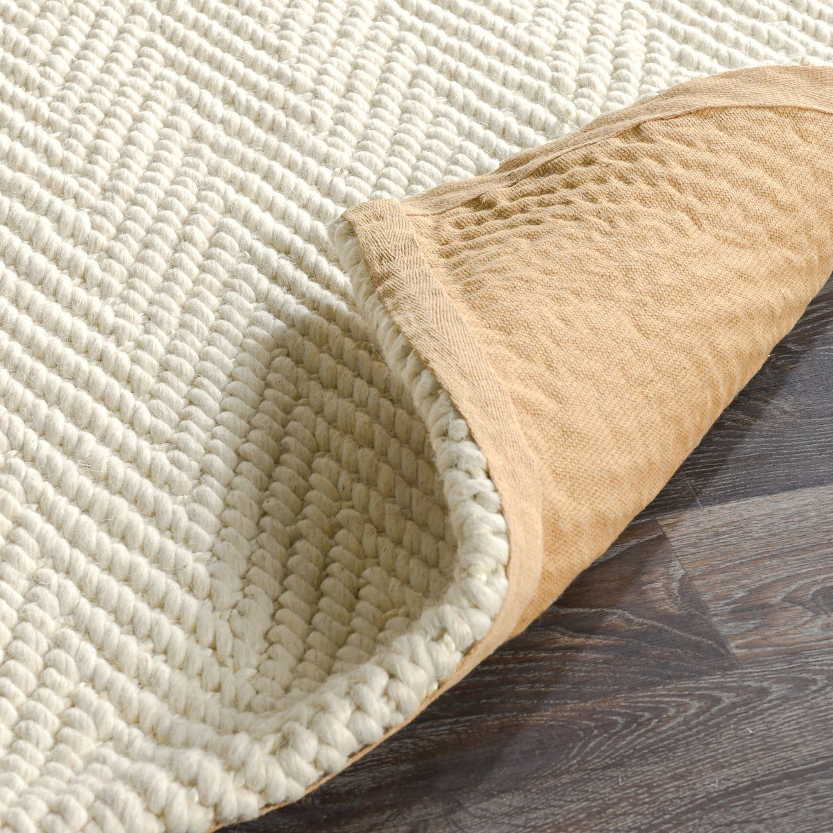 Herringbone - 1' x 1' Swatch Wool/Jute Rug - Ivory