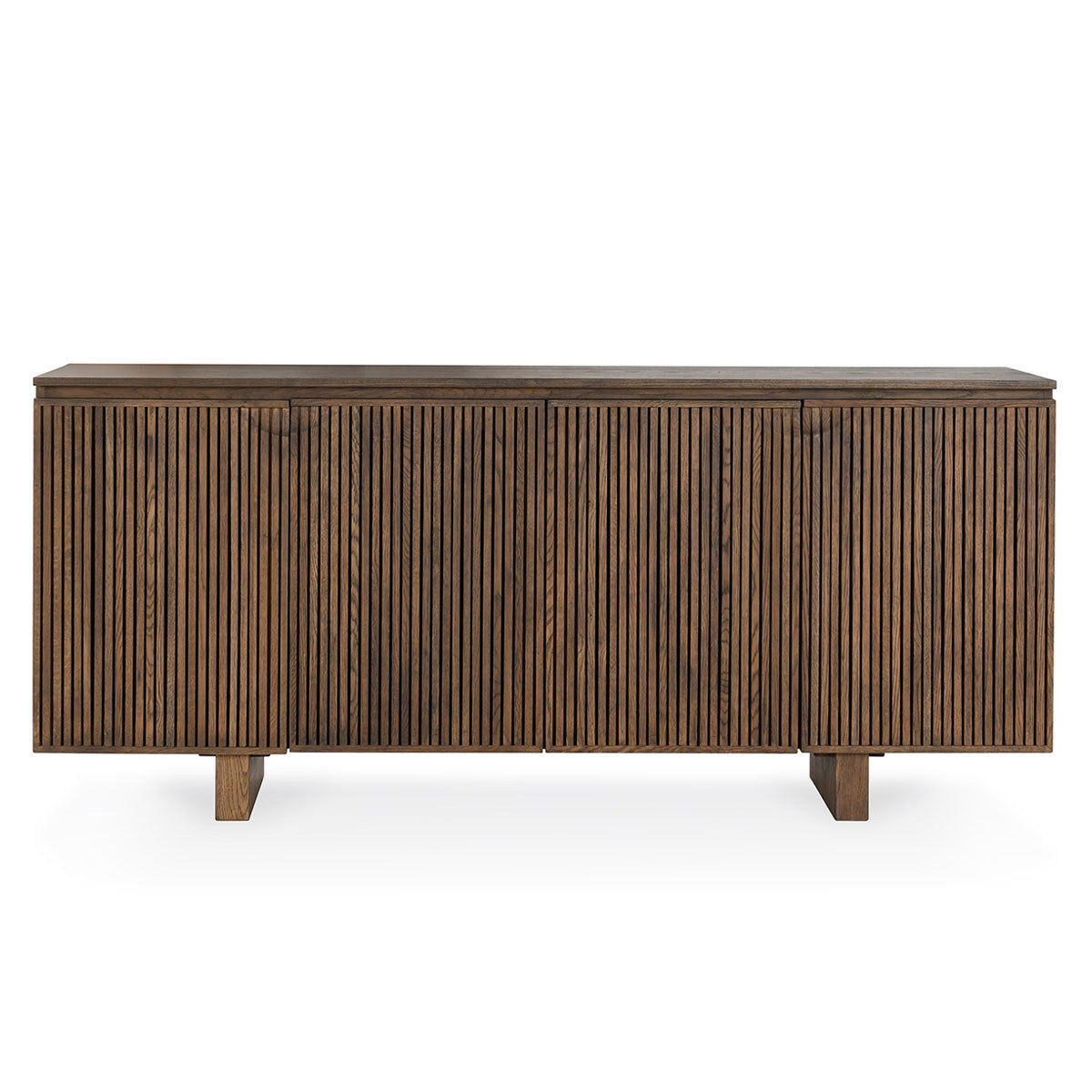 Roya - Reclaimed Oak Wood 4 Door Cabinet - Toasted Brown
