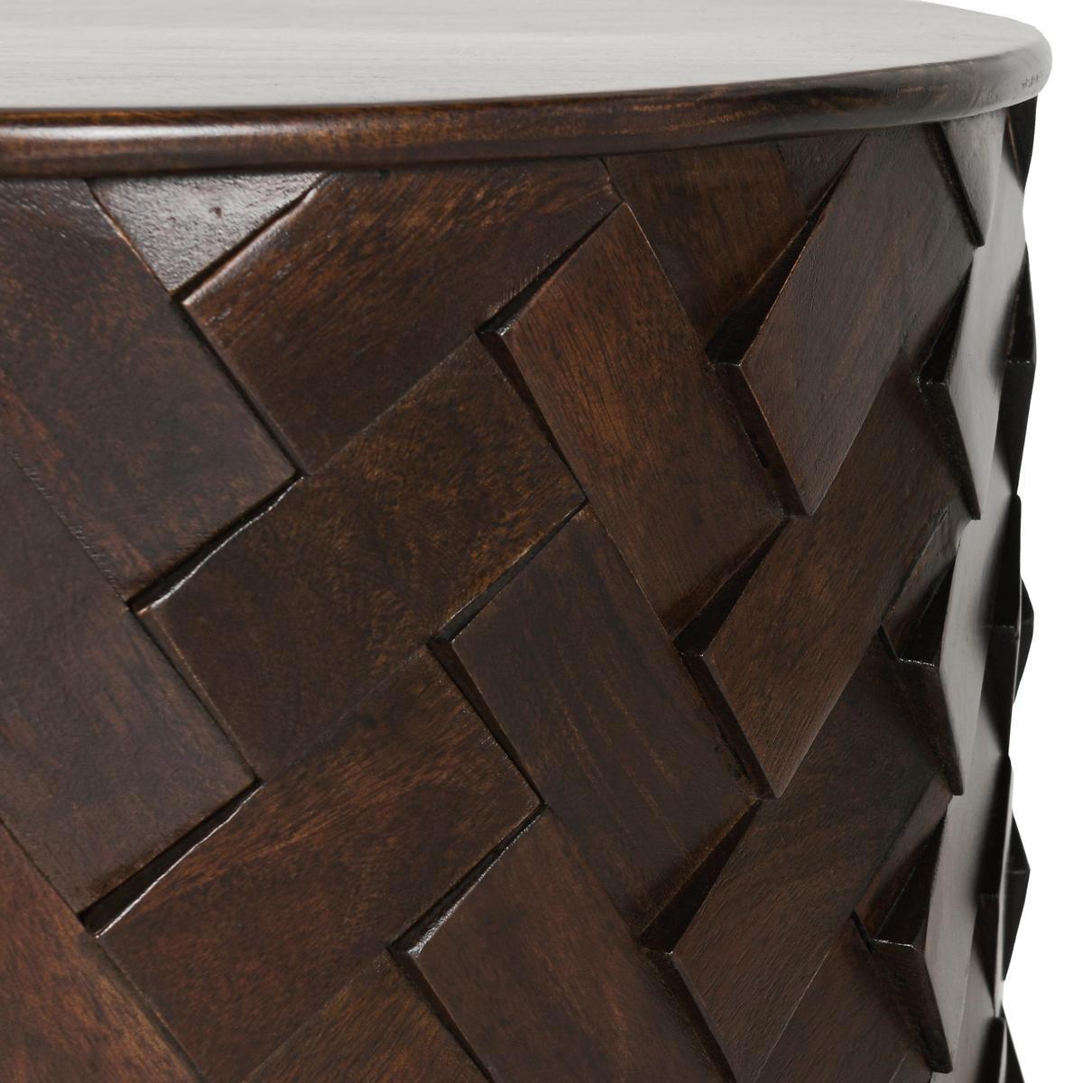 Shira - Mango Wood 40 Round Storage Coffee Table - Kona Brown