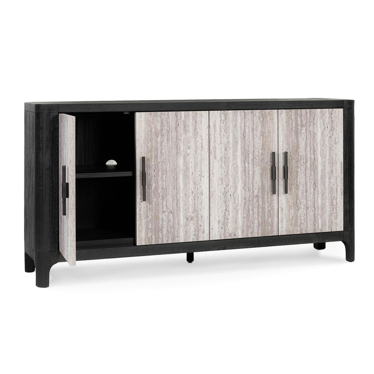 Alpine - Solid Wood 4 Drawers Cabinet - Antique Black / Gray