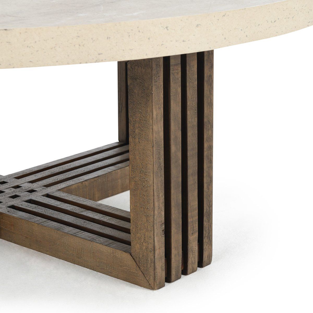 Aspen - Round Coffee Table - Distressed Brown/Antique White