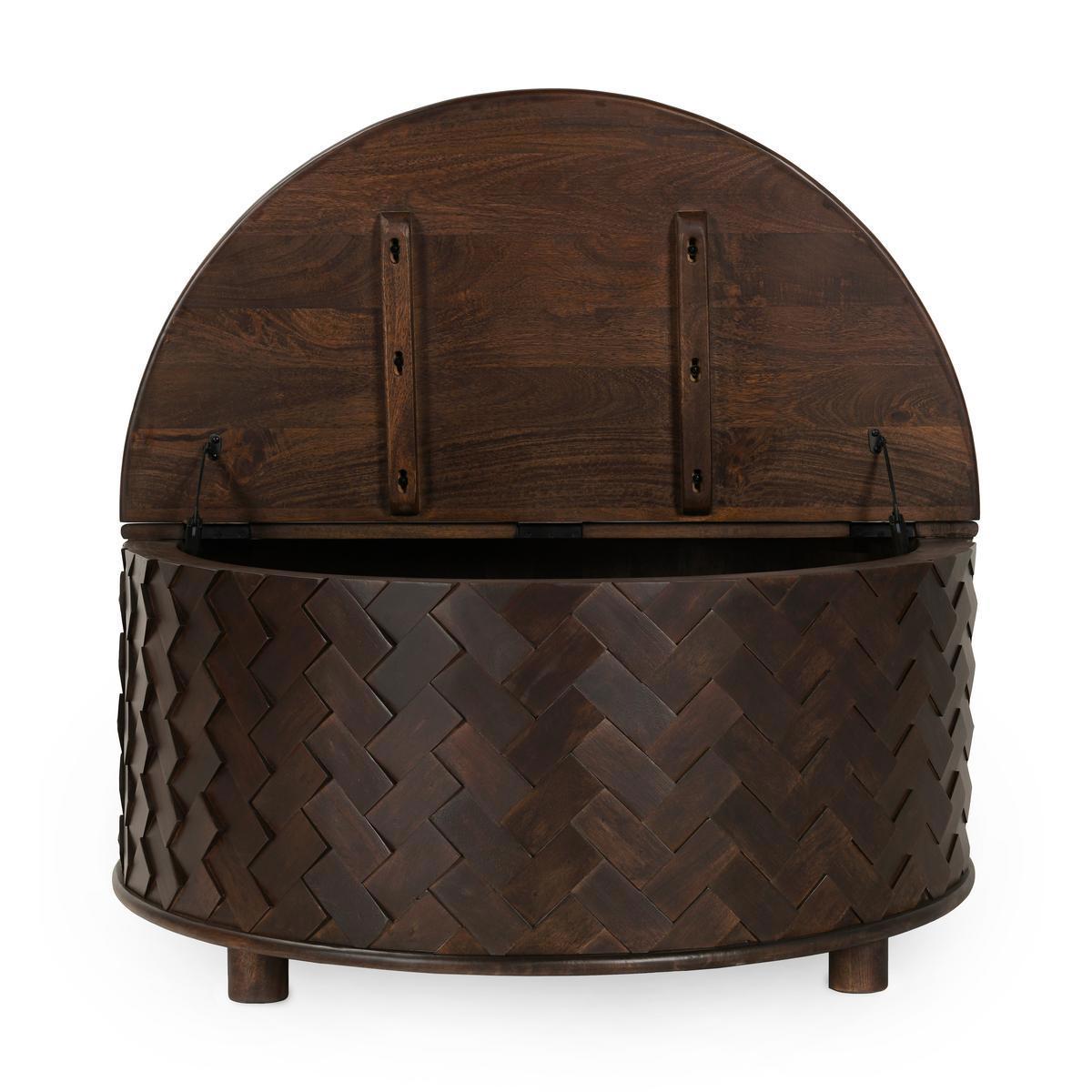 Shira - Mango Wood 40 Round Storage Coffee Table - Kona Brown