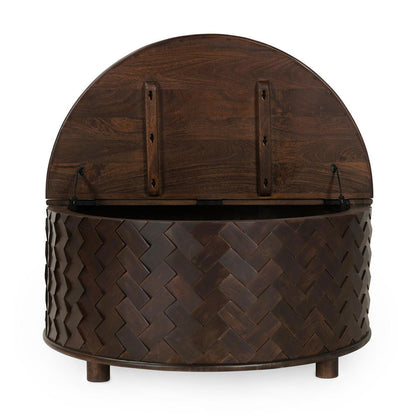 Shira - Mango Wood 40 Round Storage Coffee Table - Kona Brown