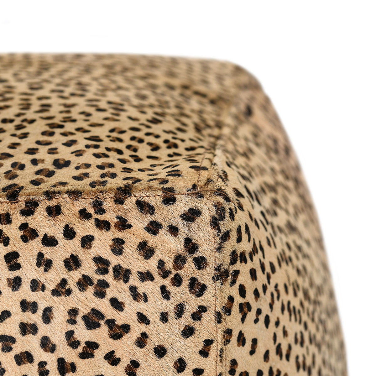 Poufs - Leopard Hide Pouf - Camel/ Black