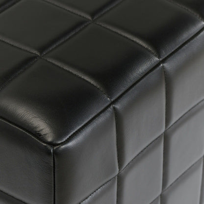 Carlo - Leather Square Ottoman - Jet Black