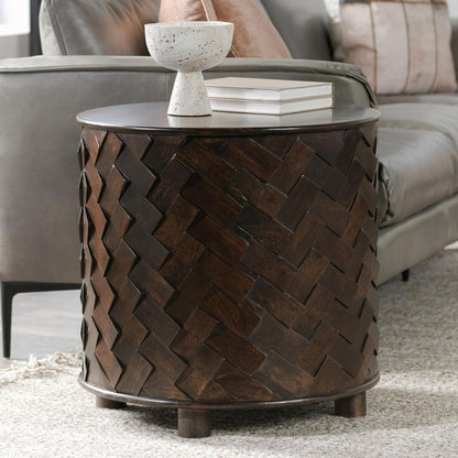 Shira - Mango Wood 24 Round End Table - Kona Brown