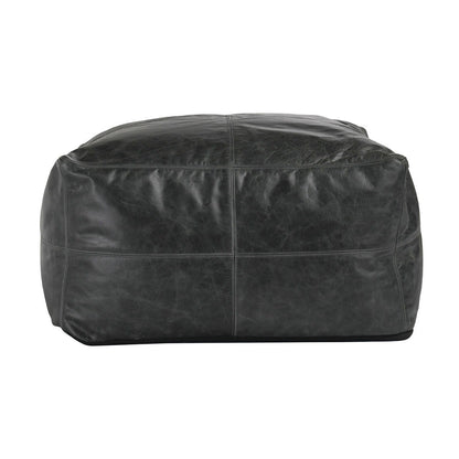 Poufs - Leather Dexter Pouf - Onyx
