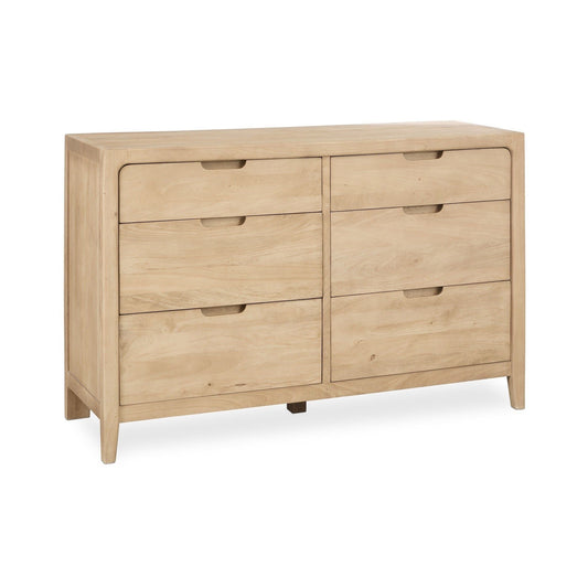 Laguna - Solid Wood 6 Drawer Dresser - Natural