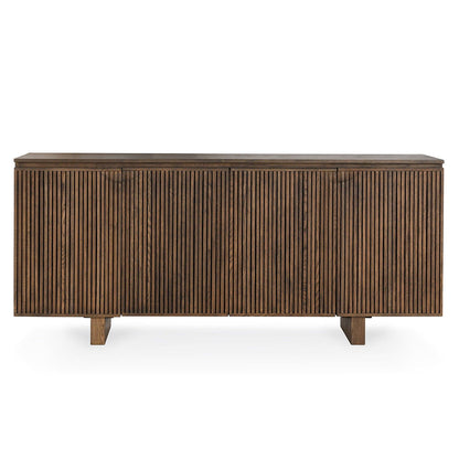 Roya - Reclaimed Oak Wood 4 Door Cabinet - Toasted Brown